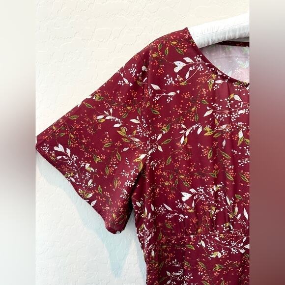 PIPER & SCOOT | Burgundy Floral Midi Dress NWT | Size Large - Picture 2 of 8